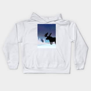 Northern Lights Bull Moose Kids Hoodie